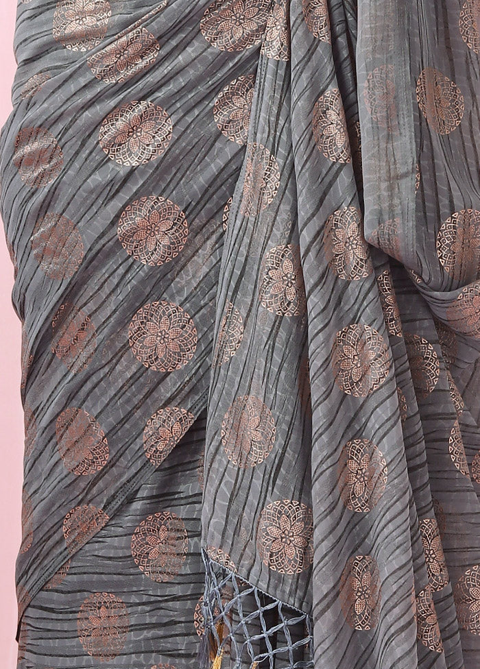 Grey Georgette Saree With Blouse Piece