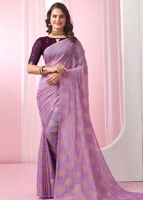 Lavender Georgette Saree With Blouse Piece