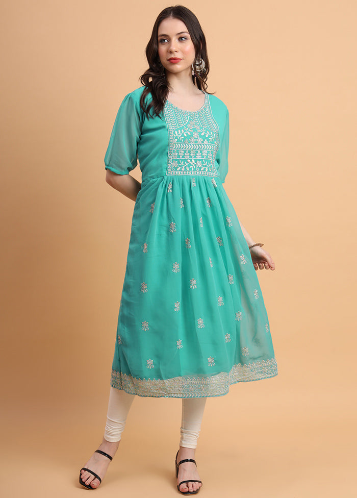 Blue Readymade Georgette Kurti