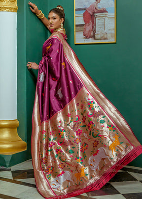 Wine Dupion Silk Saree With Blouse Piece