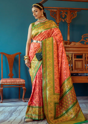 Orange Dupion Silk Saree With Blouse Piece