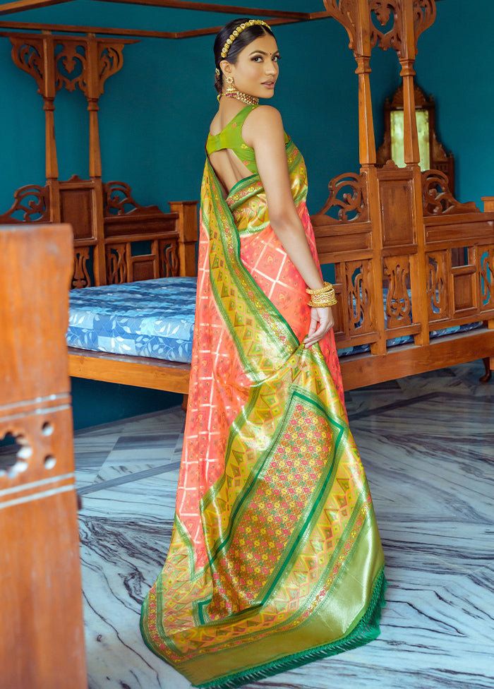 Orange Dupion Silk Saree With Blouse Piece