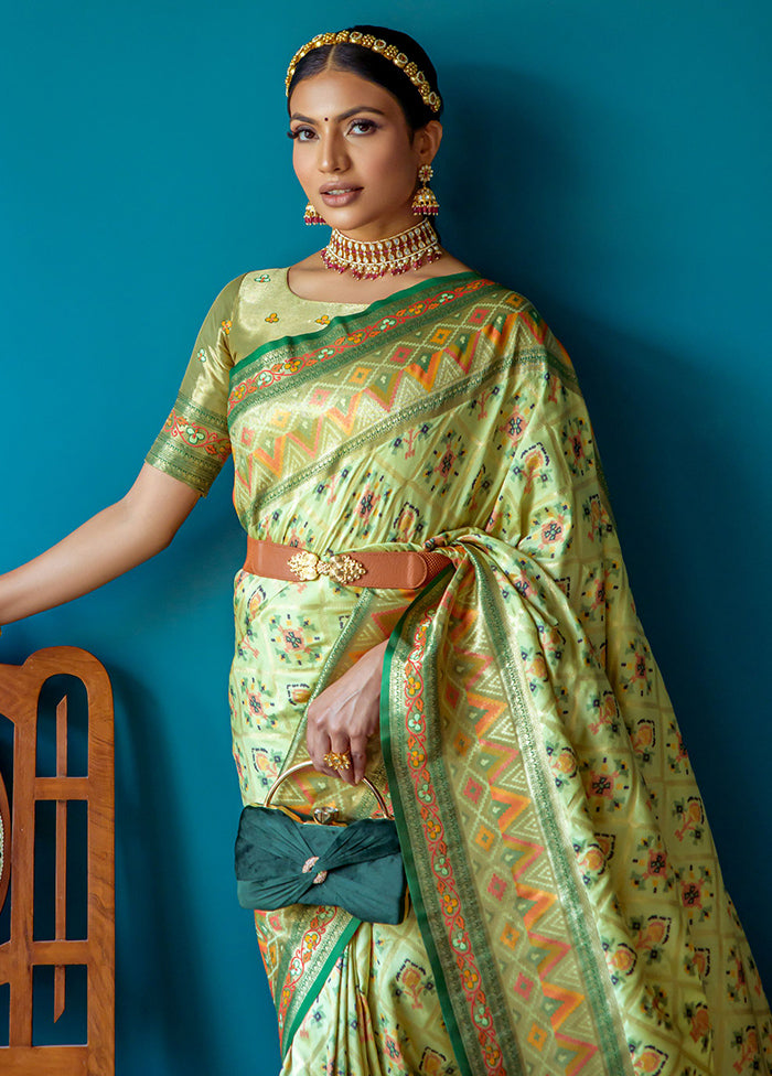 Pista Green Dupion Silk Saree With Blouse Piece