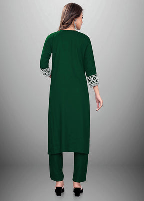 2 Pc Green Readymade Rayon Kurti Set