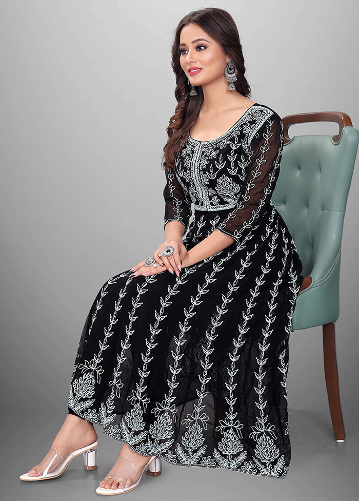 Black Readymade Georgette Chikankari Kurti