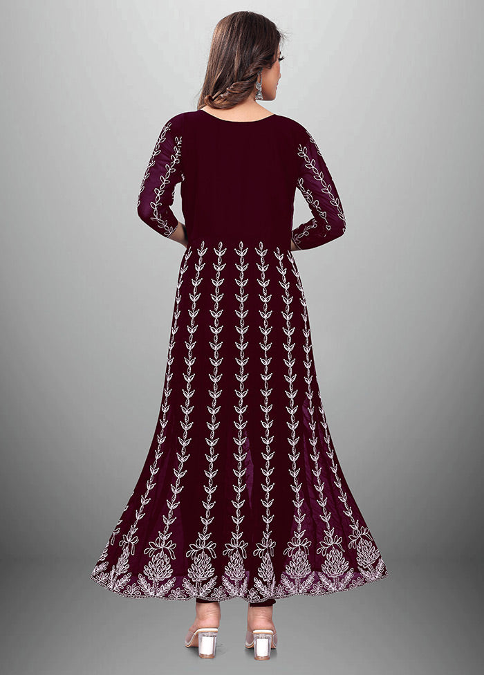 Wine Readymade Georgette Chikankari Kurti