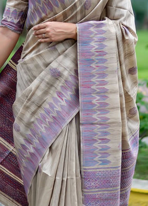 Purple Spun Silk Saree With Blouse Piece