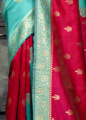 Sky Blue Spun Silk Saree With Blouse Piece