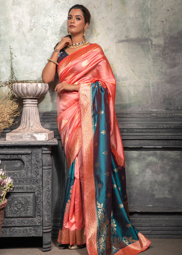 Pink Spun Silk Saree With Blouse Piece