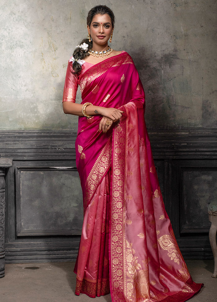 Rani Spun Silk Saree With Blouse Piece