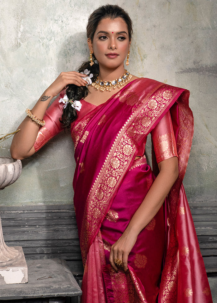 Rani Spun Silk Saree With Blouse Piece