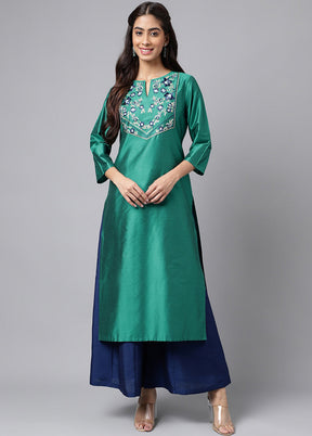 Green Readymade Silk Kurti