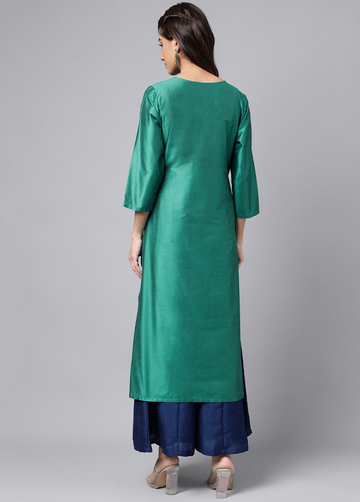 Green Readymade Silk Kurti