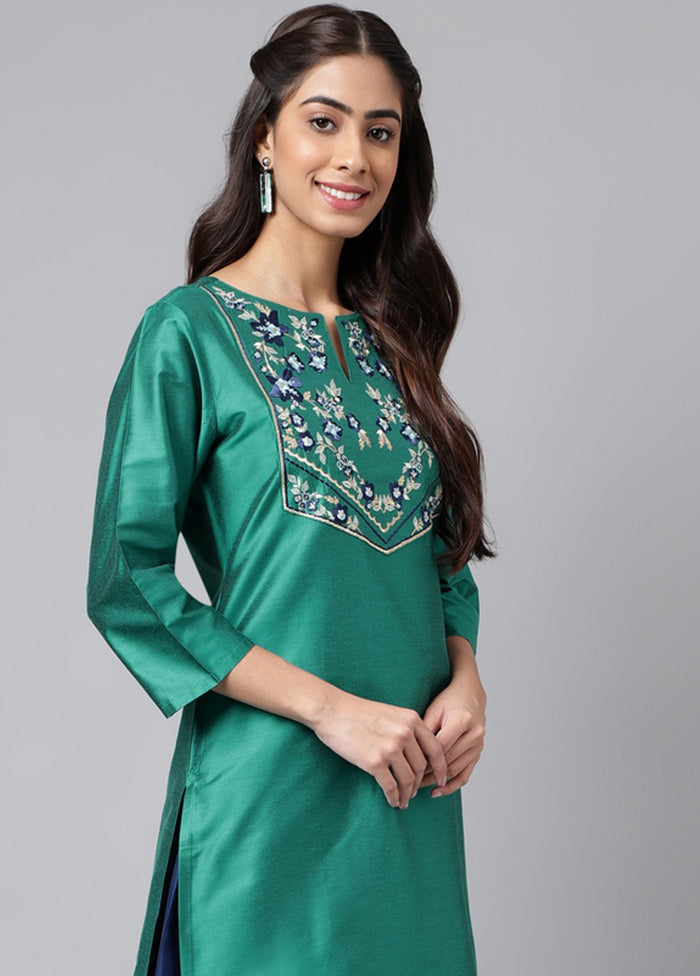 Green Readymade Silk Kurti