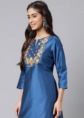 Blue Readymade Silk Kurti