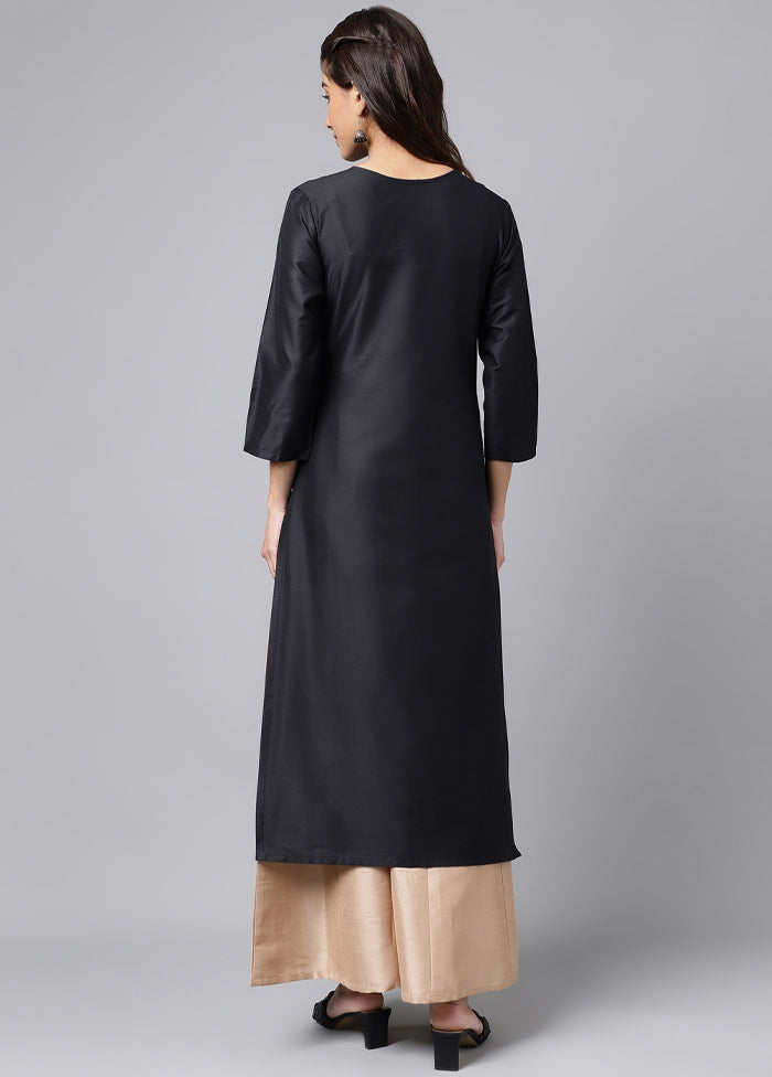 Black Readymade Silk Kurti