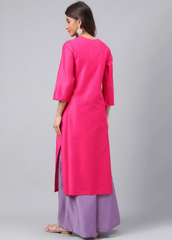 Pink Readymade Silk Kurti