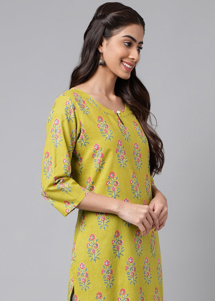 Green Readymade Cotton Kurti