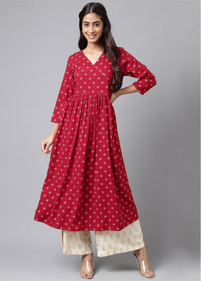 Maroon Readymade Silk Kurti