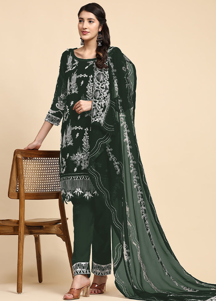 3 Pc Green Semi Stitched Georgette Suit Set