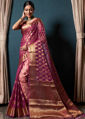 Purple Organza Saree With Blouse Piece