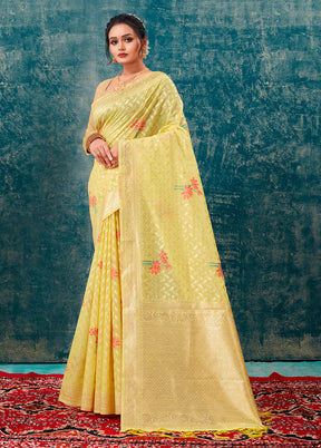 Yellow Kota Cotton Saree With Blouse Piece