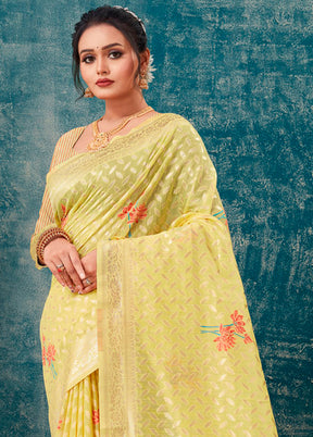 Yellow Kota Cotton Saree With Blouse Piece