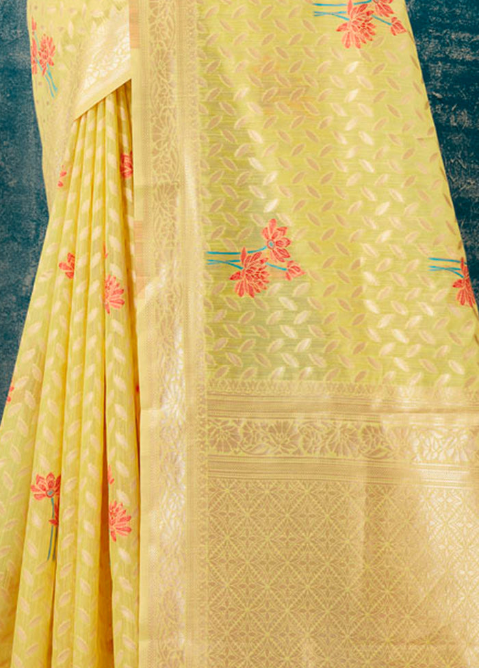 Yellow Kota Cotton Saree With Blouse Piece