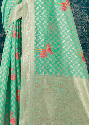 Green Kota Cotton Saree With Blouse Piece