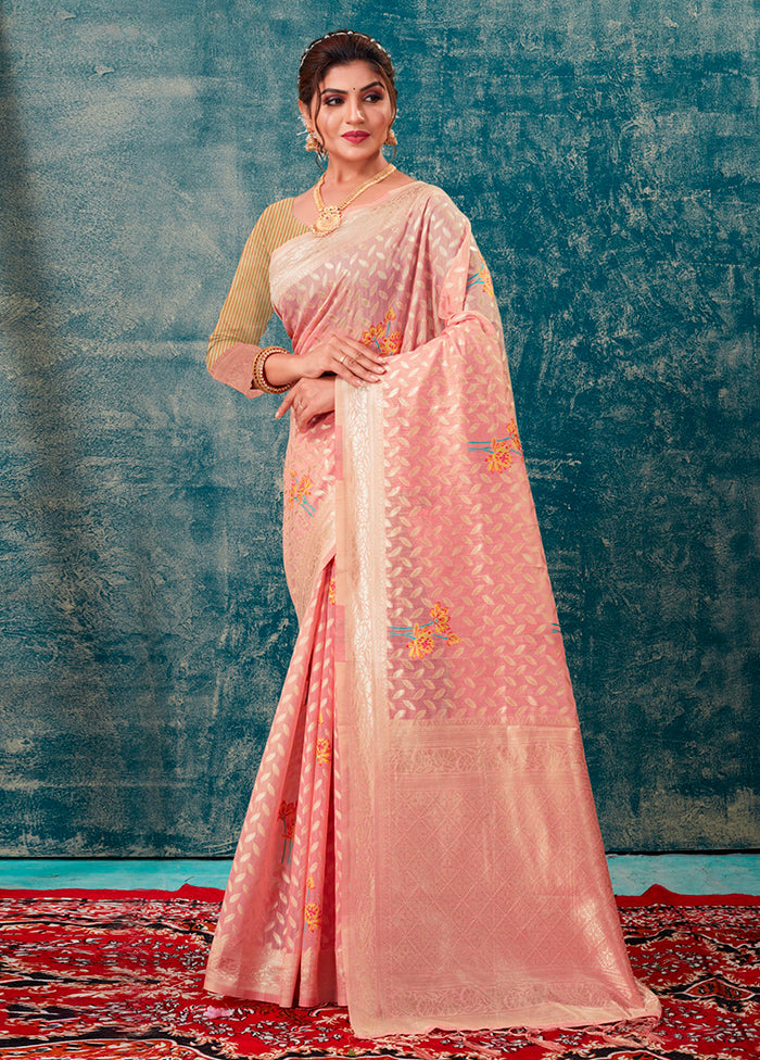 Pink Kota Cotton Saree With Blouse Piece