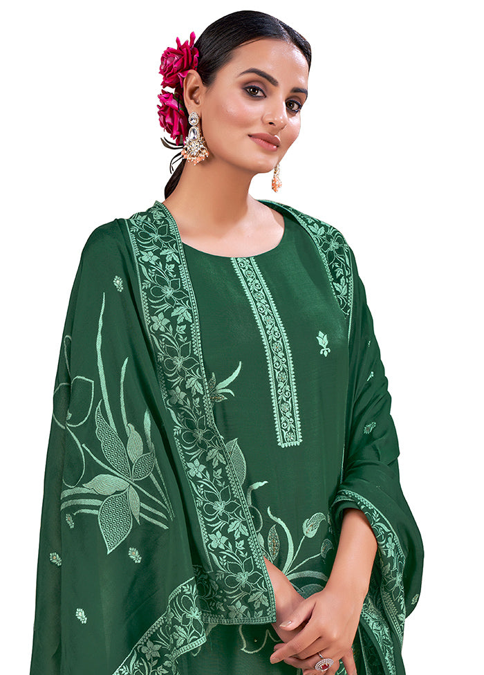 3 Pc Green Readymade Viscose Suit Set