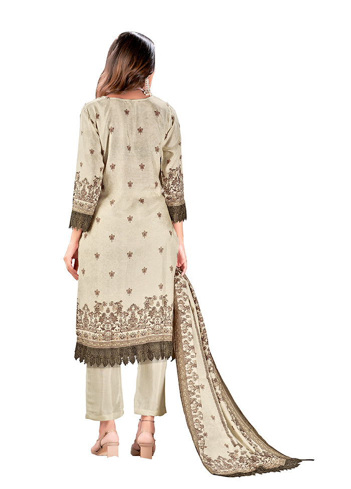 3 Pc Off White Readymade Silk Suit Set