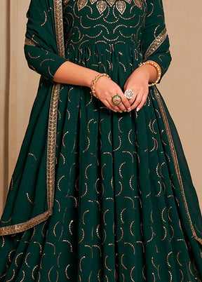 Green Semi Stitched Georgette Indian Dress