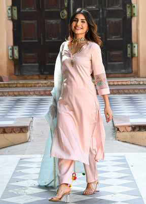 3 Pc Pink Readymade Viscose Suit Set