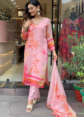 3 Pc Pink Readymade Net Suit Set