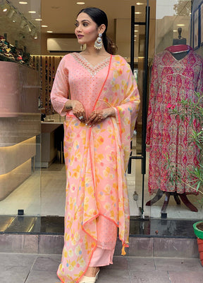 3 Pc Pink Readymade Net Suit Set