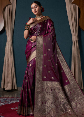 Wine Dupion Silk Saree With Blouse Piece