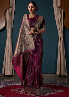 Wine Dupion Silk Saree With Blouse Piece