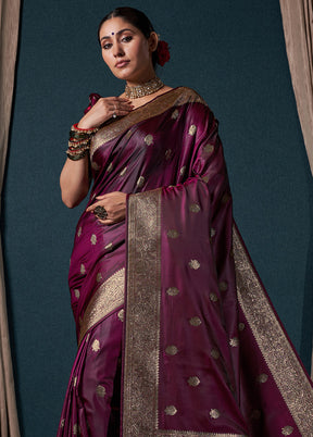 Wine Dupion Silk Saree With Blouse Piece