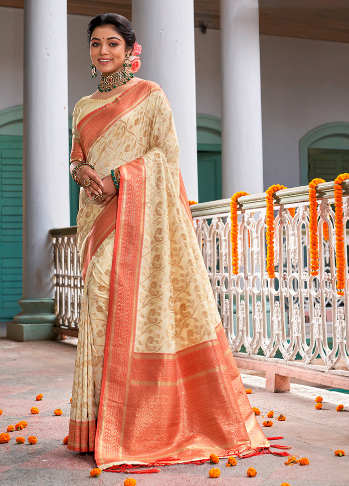 Rust Dupion Silk Saree With Blouse Piece