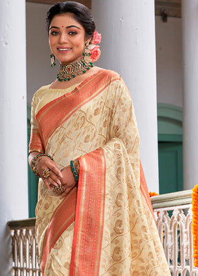 Rust Dupion Silk Saree With Blouse Piece