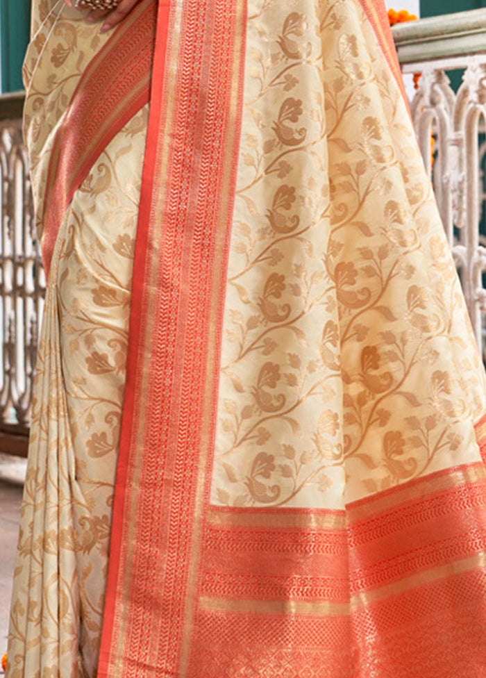 Rust Dupion Silk Saree With Blouse Piece