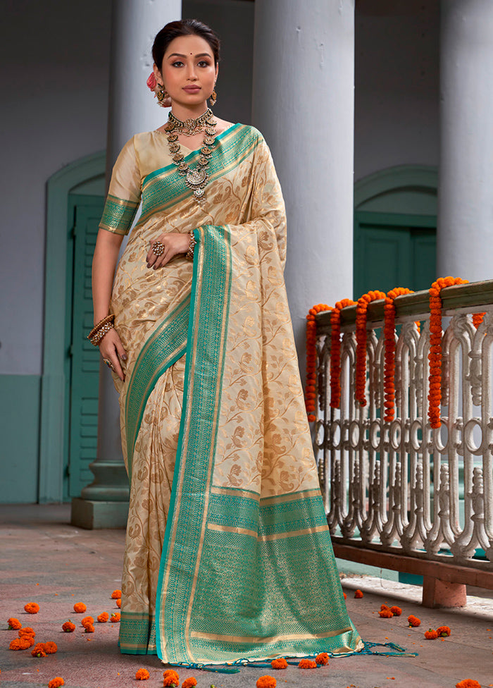 Sea Green Dupion Silk Saree With Blouse Piece