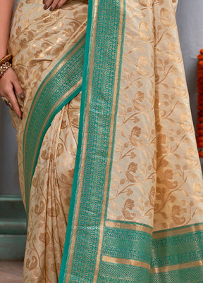 Sea Green Dupion Silk Saree With Blouse Piece