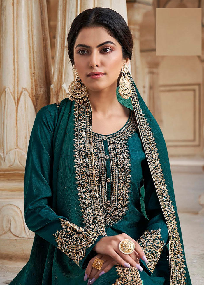 3 Pc Rama Semi Stitched Silk Suit Set