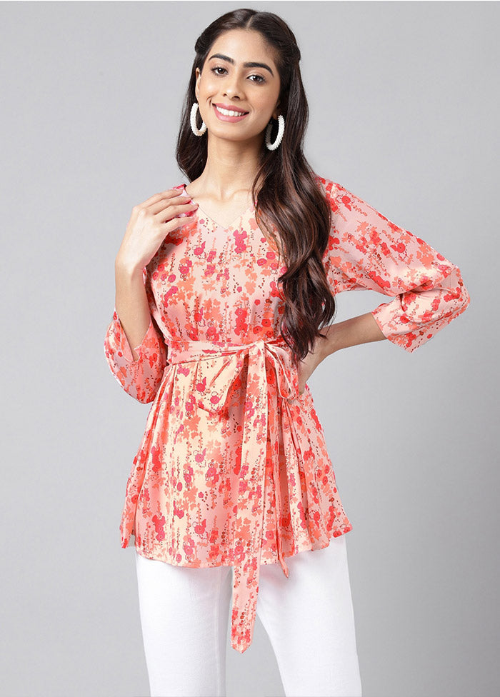 Peach Silk Digital Printed Top