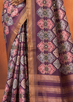 Purple Georgette Saree With Blouse Piece