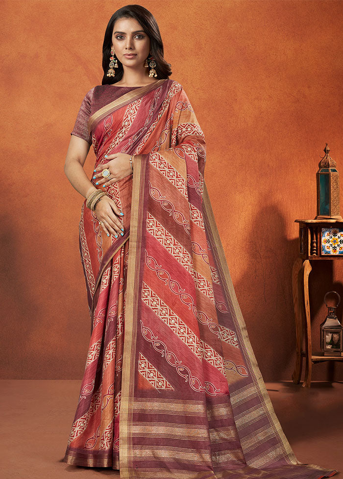 Mauve Georgette Saree With Blouse Piece