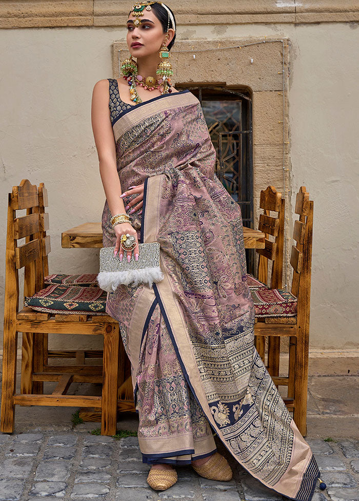 Pink Spun Silk Saree With Blouse Piece