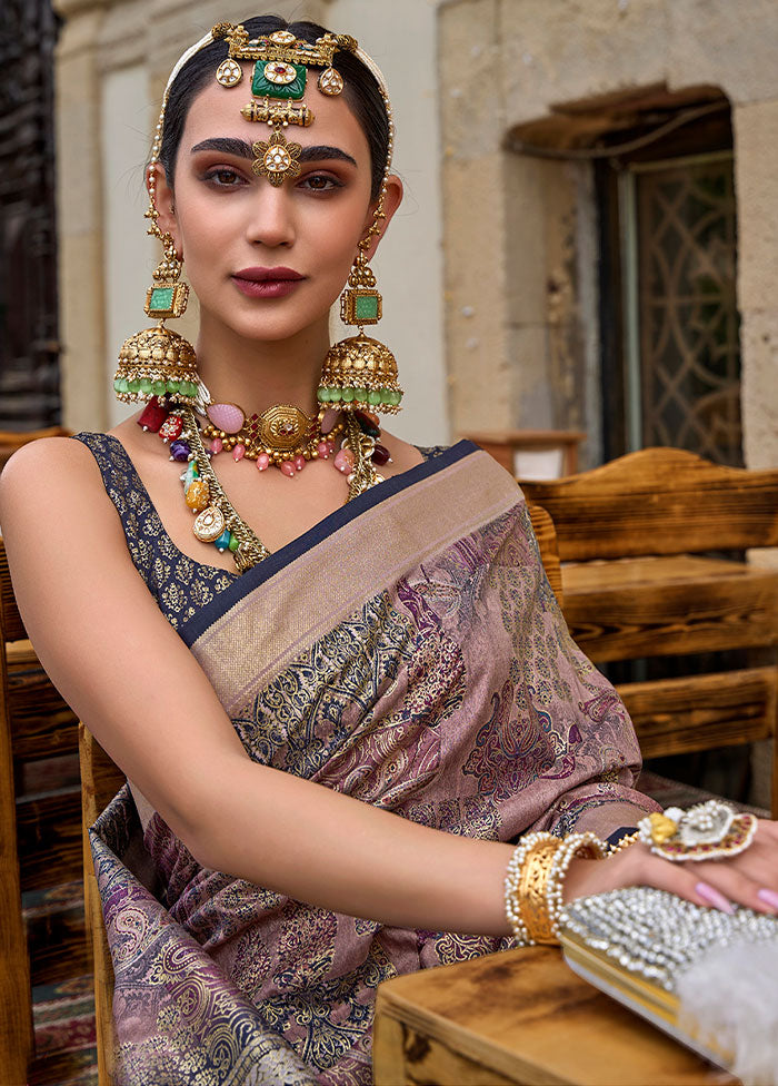 Pink Spun Silk Saree With Blouse Piece